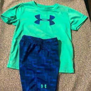 4T underarmour boys outfit sign on shorts coming off